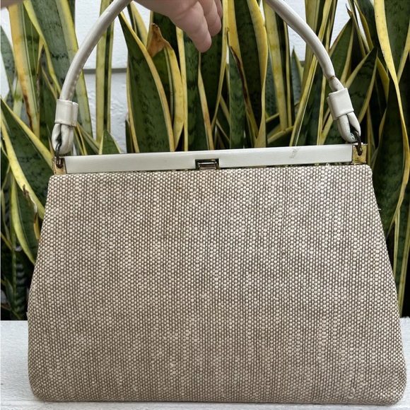 Floral Needlework Embroidery Jeweled Carpet Bag Pink Purple Purse Vintage 60s - Picture 5 of 9